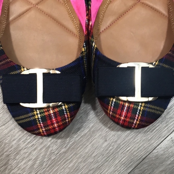 Isaac Mizrahi New York Fabola Navy Plaid Bow Flats size 9.5 - Picture 4 of 11